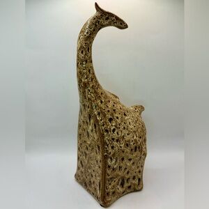 Pier One Vintage Ceramic Porcelain 13" Brown Speckled Modern Giraffe Figurine